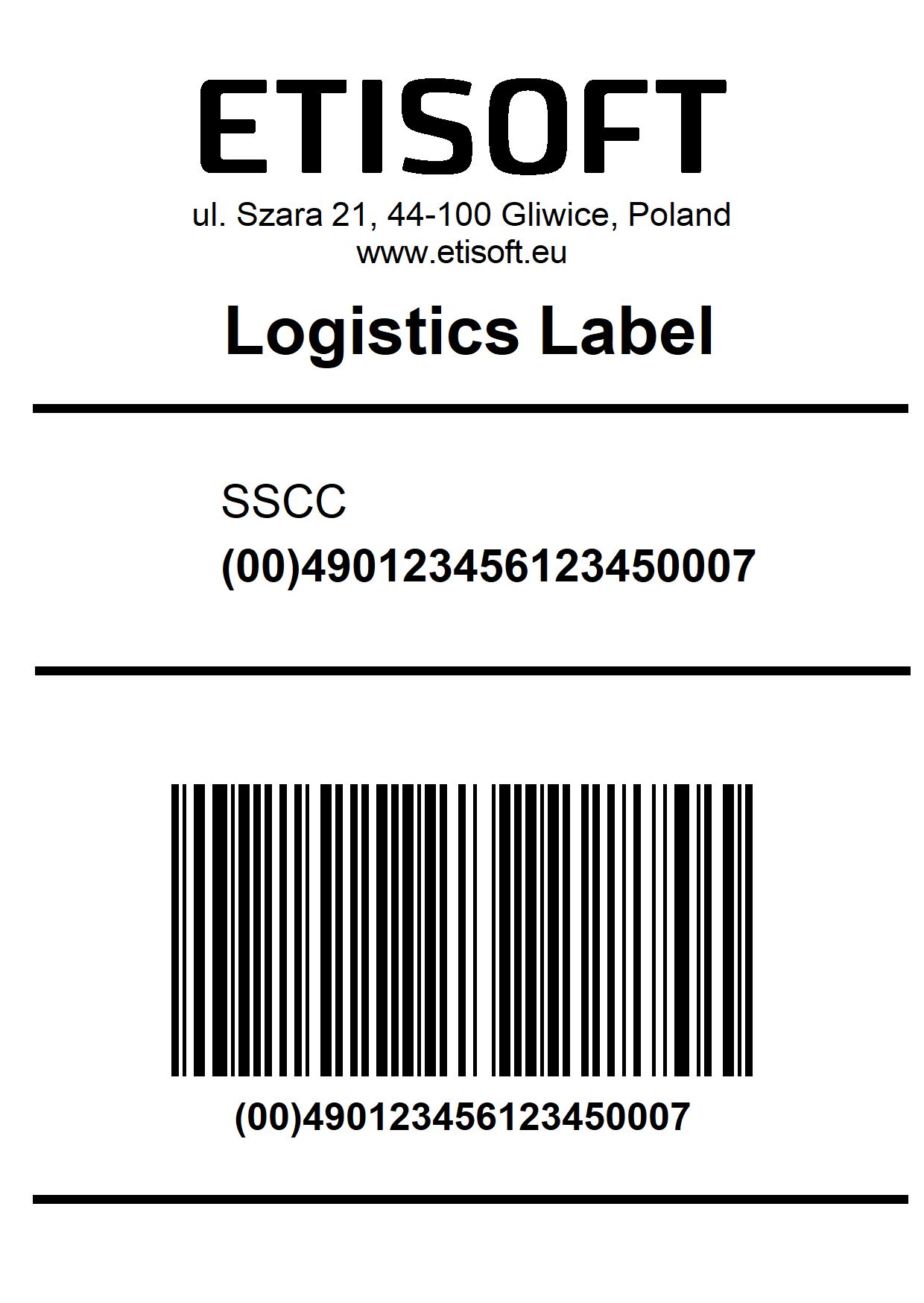 Logistics Label GS1- Consistent Labelling System - ETISOFT